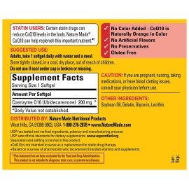 Nature Made CoQ10 200mg, Dietary Supplement for Heart Health Support, 80 Softgels, 80 Day Supply Nature Made CoQ10 200mg, Dietary Supplement for Heart Health Support, 80 Softgels, 80 Day Supply