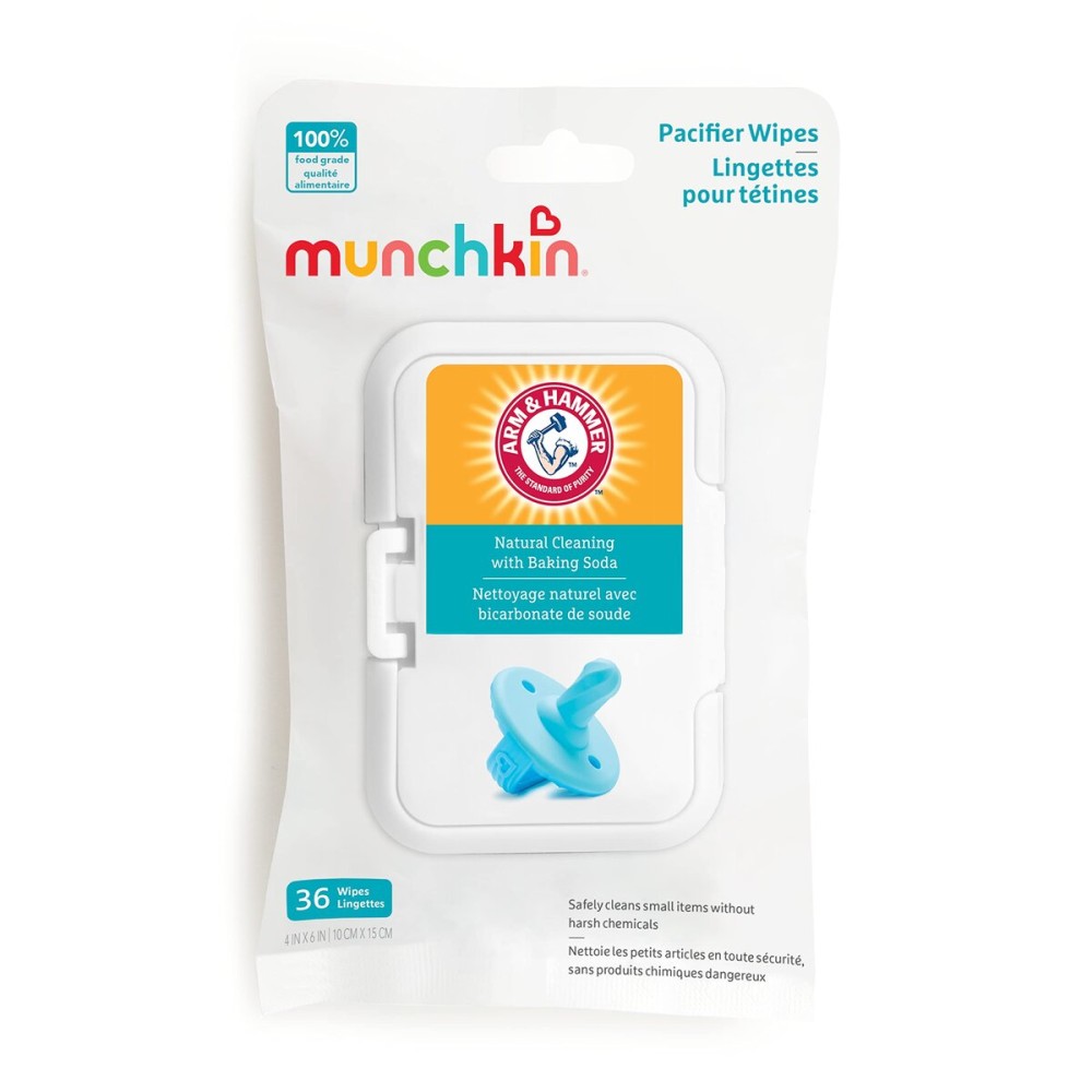 Munchkin Arm & Hammer Pacifier Wipes - Safely Cleans Breast Pump Parts and Feeding Essentials for Baby and Toddler, 1 Pack, 36 Wipes Munchkin Arm & Hammer Pacifier Wipes - Safely Cleans Breast Pump Parts and Feeding Essentials for Baby and Toddler, 1 Pack, 36 Wipes