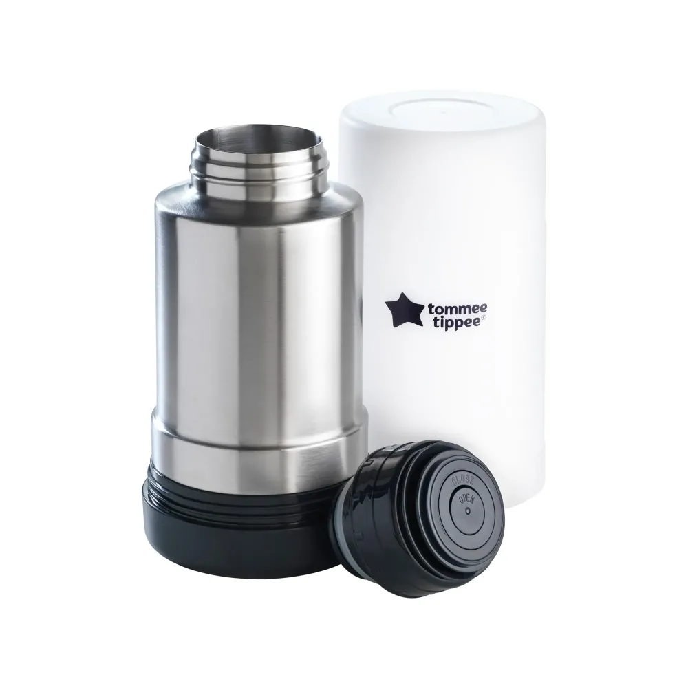 Tommee Tippee Closer to Nature Portable Travel Baby Bottle and Food Warmer, Ideal for Travel, Thermal Insulation, Stainless Steel Flask with Leak-Proof Lid Tommee Tippee Closer to Nature Portable Travel Baby Bottle and Food Warmer, Ideal for Travel, Thermal Insulation, Stainless Steel Flask with Leak-Proof Lid