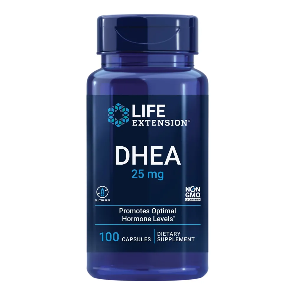 Life Extension DHEA 25 mg - Supplement for Hormone Balance, Immune Support, Sexual Health, Bone & Cardiovascular Health and Anti-Aging and Mood Support - Gluten-Free, Non-GMO - 100 Capsules Life Extension DHEA 25 mg - Supplement for Hormone Balance, Immune Support, Sexual Health, Bone & Cardiovascular Health and Anti-Aging and Mood Support - Gluten-Free, Non-GMO - 100 Capsules