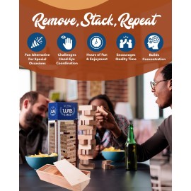 WE Games Wooden Block Stacking Party Game for Adults, Tumble Tower Wedding Guest Book Alternative, Tabletop Games, Includes Storage Case, 12 inches