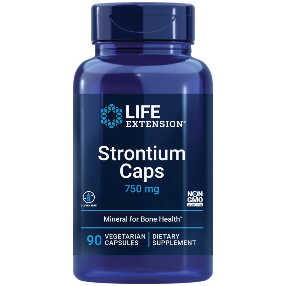 Life Extension Strontium Caps, Trace Mineral for Advanced Bone Health Support, Gluten Free, Non-GMO, Vegetarian, 90 Capsules Life Extension Strontium Caps, Trace Mineral for Advanced Bone Health Support, Gluten Free, Non-GMO, Vegetarian, 90 Capsules