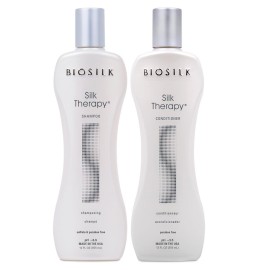 BioSilk Silk Therapy Duo Set Shampoo & Conditioner, Gentle Cleansing Haircare For Amazing Shine, Sulfate, Paraben, & Cruelty-Free, 12 Oz (Pack of 2)