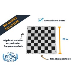 WE Games The Original 100% Silicone Tournament Chess Mat - 20 Inch Board, Black