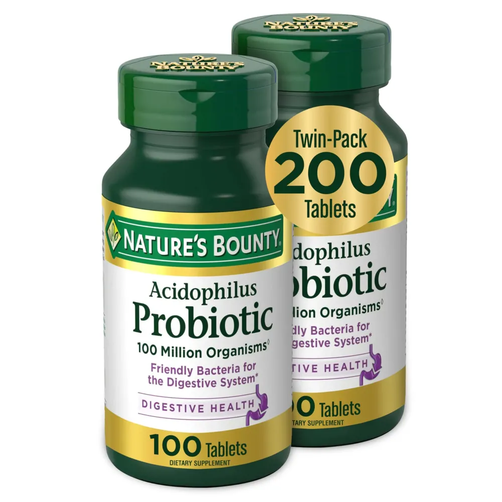 Nature\'s Bounty Acidophilus Probiotic, Daily Probiotic Supplement, Digestive Health, 200 Tablets, Twin Pack Nature\'s Bounty Acidophilus Probiotic, Daily Probiotic Supplement, Digestive Health, 200 Tablets, Twin Pack