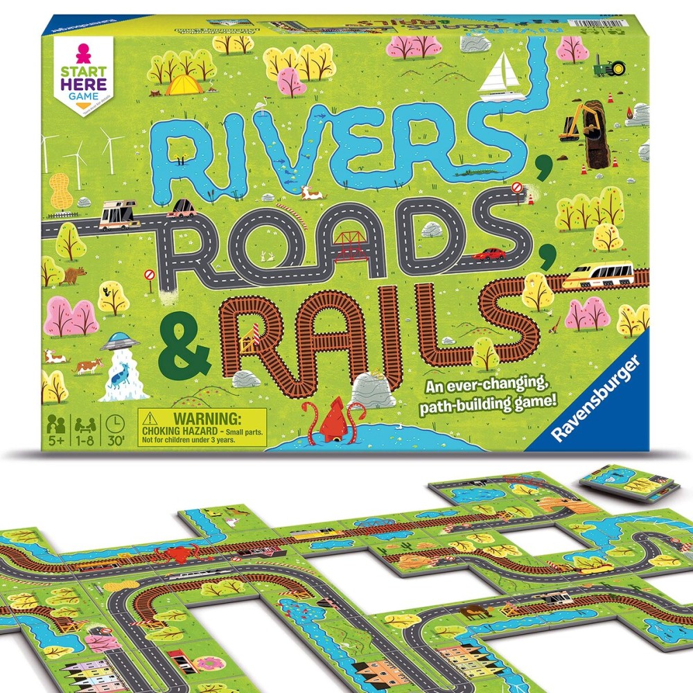 Ravensburger Rivers, Roads and Rails - Innovative Matching Game for Kids | Encourages Strategic Thinking | Award-Winning Design Ravensburger Rivers, Roads and Rails - Innovative Matching Game for Kids | Encourages Strategic Thinking | Award-Winning Design