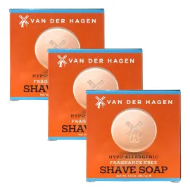 Van Der Hagen Men\'s Luxury Fragrance Free Shave Soap (Pack of 3)