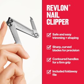 Revlon Nail Clipper With File, Manicure Care Tool With a Curved Blade for an Accurate Trimming and Grooming, Easy to Use (Pack of 1)