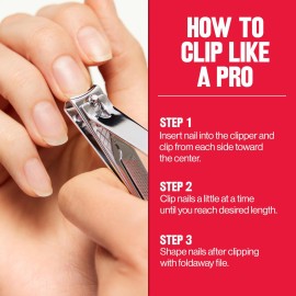 Revlon Nail Clipper With File, Manicure Care Tool With a Curved Blade for an Accurate Trimming and Grooming, Easy to Use (Pack of 1)