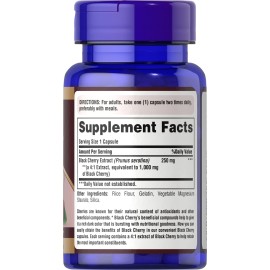 Puritan\'s Pride Black Cherry Concentrated Extract 250 mg (1000mg Equivalent), Dietary Supplement for General Wellness and Healthy Lifestyle*, 50 Day Supply, 100 Easy-to-Swallow Rapid Release Capsules Puritan\'s Pride Black Cherry Concentrated Extract 250 mg (1000mg Equivalent), Dietary Supplement for General Wellness and Healthy Lifestyle*, 50 Day Supply, 100 Easy-to-Swallow Rapid Release Capsules