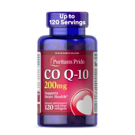 Puritan\'s Pride Coenzyme CoQ10 200mg, Dietary Supplement for Heart Health, Blood Pressure, Oral Gum Health, and Healthy Aging Support, 120 Servings, Rapid Release Softgels