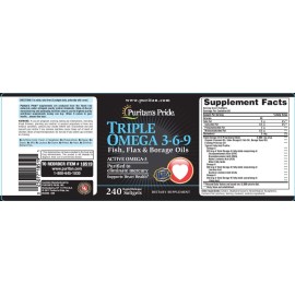 Puritan\'s Pride Premium Triple Active Omega 3-6-9 Fish, Flax, and Borage Oils, Dietary Supplement for Heart, Joint, and Cellular Health Support, 240 Rapid Release Softgels Puritan\'s Pride Premium Triple Active Omega 3-6-9 Fish, Flax, and Borage Oils, Dietary Supplement for Heart, Joint, and Cellular Health Support, 240 Rapid Release Softgels