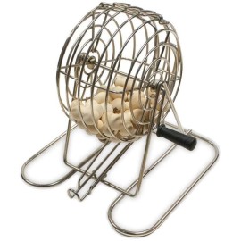 WE Games Retro Bingo Game Set with Metal Rotary Cage, Deluxe Wooden Master Board, Wood Balls, Party Games for Families, Fairs, and Churches
