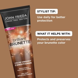 John Frieda Brilliant Brunette, Color Boosting Conditioner, Enhances and Protects Multi-Dimensional Tones, With Sweet Almond Oil to Rehydrate and Replenish Dry Hair, 8.45 Oz