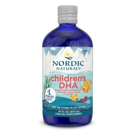 Nordic Naturals Childrens DHA, Strawberry - 16 oz for Kids - 530 mg Omega-3 with EPA & DHA - Brain Development & Function - Non-GMO - 192 Servings