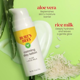 Burt\'s Bees Calming Day Face Lotion With Aloe and Rice Milk, Soothing Face Lotion for Sensitive Skin, 98.9 Percent Natural Origin Skin Care, 1.8 oz. Bottle Burt\'s Bees Calming Day Face Lotion With Aloe and Rice Milk, Soothing Face Lotion for Sensitive Skin, 98.9 Percent Natural Origin Skin Care, 1.8 oz. Bottle