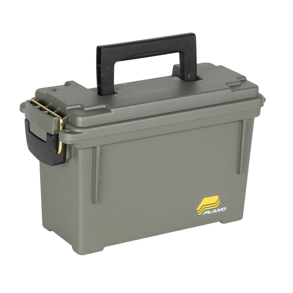 Plano Field Ammo Box, OD Green, Lockable Ammunition Storage Box with Heavy-Duty Carry Handle, Small Plastic Ammo Storage, Water-Resistant Protection, Holds 6-8 Boxes of Ammo