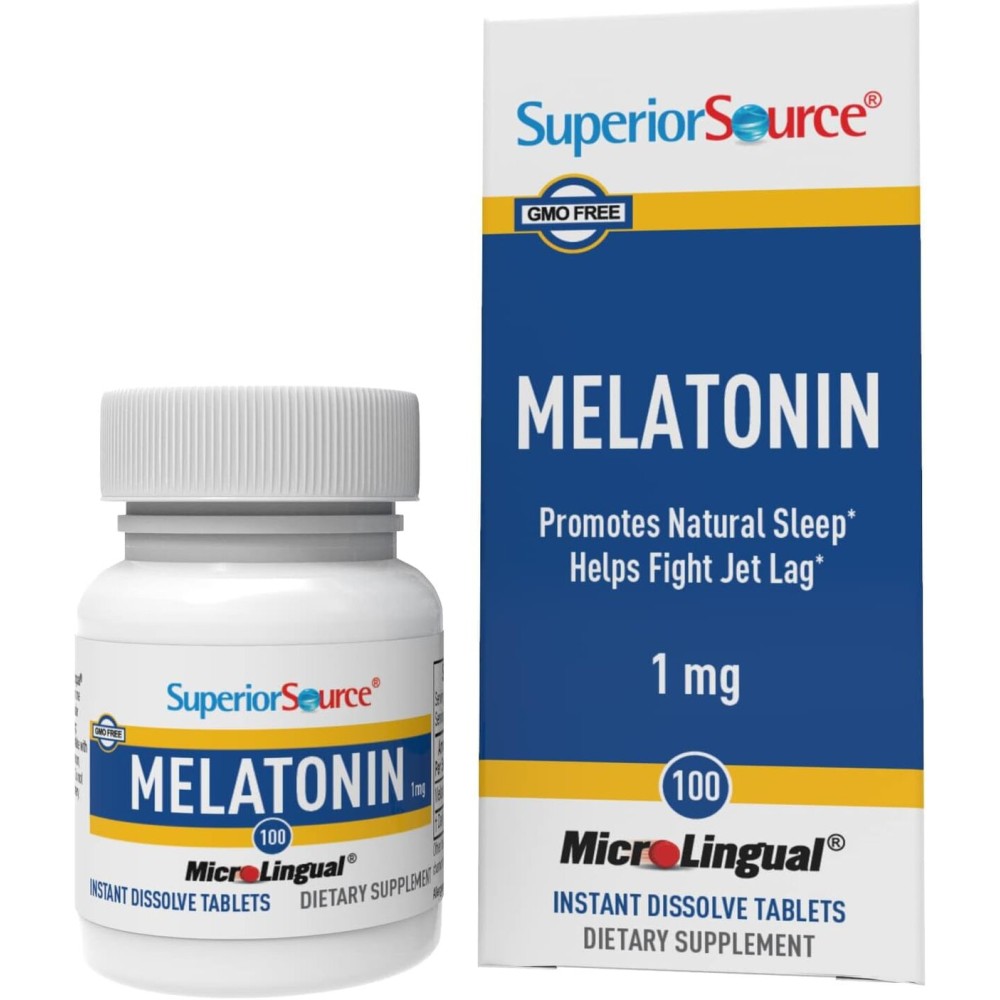 Superior Source Melatonin 1 mg - Healthy Sleep Support Supplement for Adults - Melatonin Formula with Chamomile Aids Relaxation & Restful Sleep - 100 Sublingual Dissolving Tablets