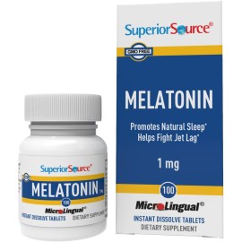 Superior Source Melatonin 1 mg - Healthy Sleep Support Supplement for Adults - Melatonin Formula with Chamomile Aids Relaxation & Restful Sleep - 100 Sublingual Dissolving Tablets