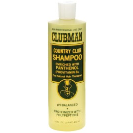 Clubman Country Club Shampoo, Enriched with Panthenol, The Natural Hair Thickener, pH Balanced, Proteinized with Polypeptides, 16 fl. oz.