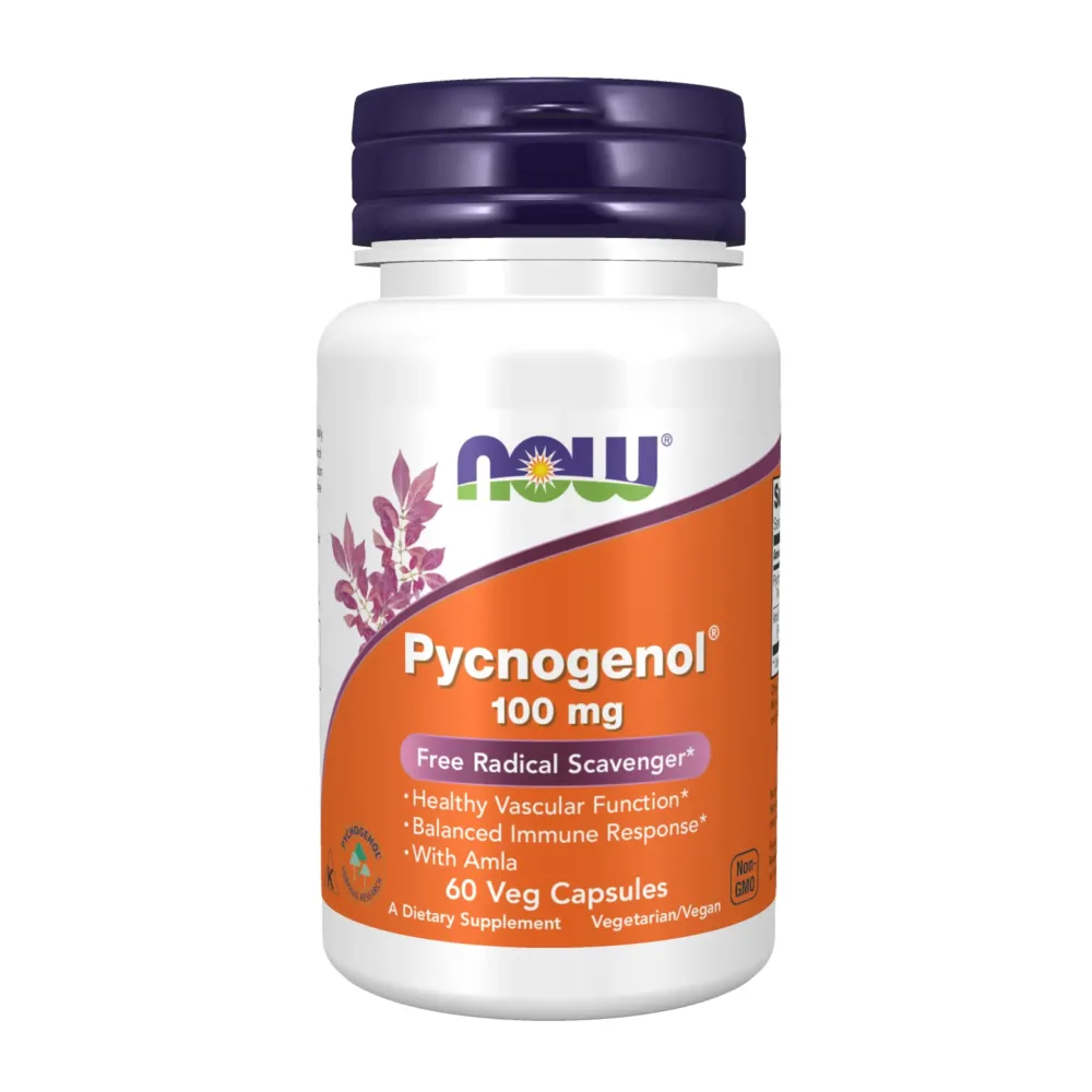 NOW Foods Supplements, Pycnogenol 100 mg (a Unique Combination of Proanthocyanidins from French Maritime Pine) with Amla, 60 Veg Capsules NOW Foods Supplements, Pycnogenol 100 mg (a Unique Combination of Proanthocyanidins from French Maritime Pine) with Amla, 60 Veg Capsules