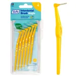 TePe Interdental Brush Angle, Angled Dental Brush for Teeth Cleaning, Pack of 6, 0.7 mm, Medium Gaps, Yellow, Size 4