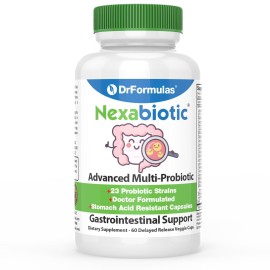 DrFormulas\' Best Probiotics for Women & Men | Nexabiotic Multi Probiotic with Saccharomyces Boulardii, Lactobacillus Acidophilus, B. infantis, Prebiotic 60 Count Capsules (Not Pearls)