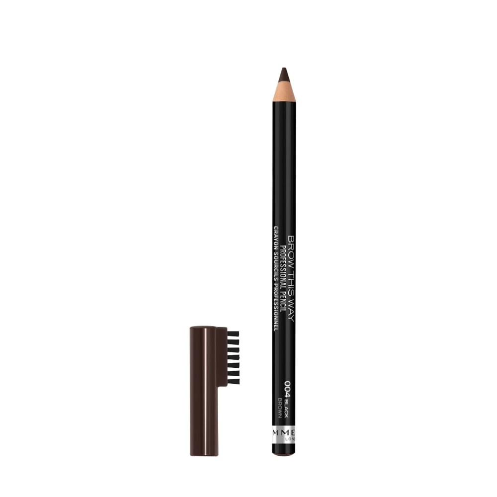 Rimmel London Brow This Way Professional Eyebrow Pencil, Long-Wearing, Highly-Pigmented, Built-In Brush, 004, Black Brown, 0.05oz Rimmel London Brow This Way Professional Eyebrow Pencil, Long-Wearing, Highly-Pigmented, Built-In Brush, 004, Black Brown, 0.05oz