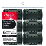 Annie Snap on Magnetic Rollers 1 1/2 Black 6pack