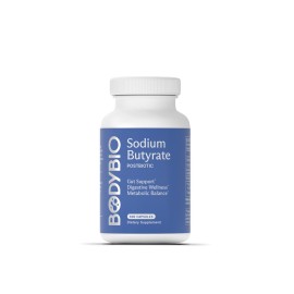 BodyBio Butyrate Supplement - Postbiotic for Gut Microbiome Health, Digestion and Regulation Support - Butyric Acid with Sodium - 100 Capsules