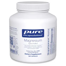 Pure Encapsulations Magnesium (Glycinate) - Supplement to Support Stress Relief, Sleep, Heart Health, Nerves, Muscles, and Metabolism* - with Magnesium Glycinate - 180 Capsules
