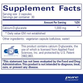 Pure Encapsulations Calcium-D-Glucarate | Supplement to Support Cellular Health in The Liver, Lungs, Breast, and Colon* | 60 Capsules Pure Encapsulations Calcium-D-Glucarate | Supplement to Support Cellular Health in The Liver, Lungs, Breast, and Colon* | 60 Capsules