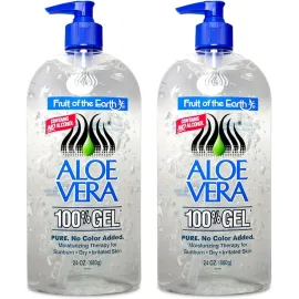 Fruit Of The Earth Aloe Vera 100% Gel with Tocopheryl Acetate, DMDM Hydantoin, Tetrasodium EDTA, Carbomer, Aloe Vera Gel, Triethanolamine, Diazolidinyl Urea, 24 oz (2 pack)