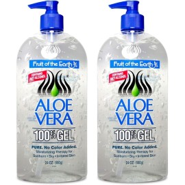 Fruit Of The Earth Aloe Vera 100% Gel with Tocopheryl Acetate, DMDM Hydantoin, Tetrasodium EDTA, Carbomer, Aloe Vera Gel, Triethanolamine, Diazolidinyl Urea, 24 oz (2 pack)