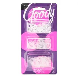 Goody Ouchless Polyband Hair Ties - 250 Ct, Clear, Latex Hair Bands for Women\'s Hair, Easy Glide, Ultra-Strong Hold Hair Accessories for Women & Men, Secure Hold Ridge Design, All Hair Types