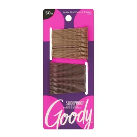Goody SlideProof Bobby Pin, 50 Ct, Assorted Brunette Colors, Ouchless Bobby Pins for Hair Styling, Lock In Style, Comfortable, Pain-Free Accessories for Women & Men, All Hair Types