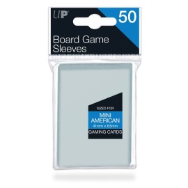 Ultra Pro - Mini American Board Game Sleeves (50ct) for 41mm x 63mm Cards - Card Sleeves for Board Games and Trading Card Games, Card Sleeves Protects from Wear and Tear Ultra Pro - Mini American Board Game Sleeves (50ct) for 41mm x 63mm Cards - Card Sleeves for Board Games and Trading Card Games, Card Sleeves Protects from Wear and Tear