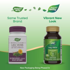 Nature\'s Way Leg Veins, Supports Healthy Leg Vein Strength*, 6-Herb Blend, With Horse Chestnut Extract, Dandelion, Gluten Free, 60 Vegan Capsules (Packaging May Vary) Nature\'s Way Leg Veins, Supports Healthy Leg Vein Strength*, 6-Herb Blend, With Horse Chestnut Extract, Dandelion, Gluten Free, 60 Vegan Capsules (Packaging May Vary)