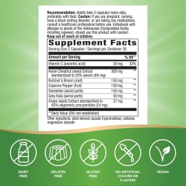 Nature\'s Way Leg Veins, Supports Healthy Leg Vein Strength*, 6-Herb Blend, With Horse Chestnut Extract, Dandelion, Gluten Free, 60 Vegan Capsules (Packaging May Vary) Nature\'s Way Leg Veins, Supports Healthy Leg Vein Strength*, 6-Herb Blend, With Horse Chestnut Extract, Dandelion, Gluten Free, 60 Vegan Capsules (Packaging May Vary)