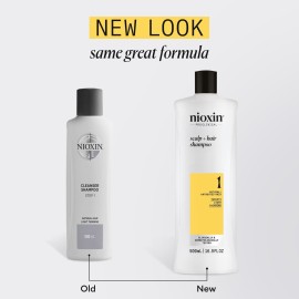 Nioxin Scalp + Hair Thickening System 1 Shampoo| For Natural or Untreated Hair with Light Thinning | With Niacinamide and Biotin | 16.9 Fl oz.