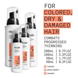 Nioxin System 4 Scalp + Hair Thickening Treatment | Serum for Colored or Damaged Hair with Progressed Thinning | 3.4 Fl oz.