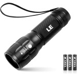 Lighting EVER LED Flashlights High Lumens, Small Flashlight, Waterproof, Adjustable Focus Flash Light for Outdoor, Emergency, AAA Batteries Included, Tactical & Camping Accessories