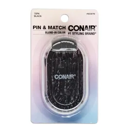 Conair Pin & Match Bobby Pins - hair accessories for women - Bobby Pins Black - Includes Storage Container - 75 Count