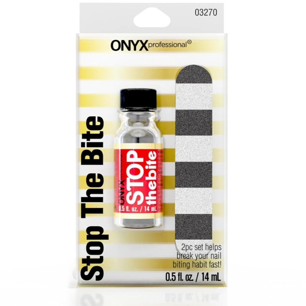 Onyx Professional Stop the Bite Nail Biting Deterrent Polish 0.5 Fl Oz - Helps Nails Grow & Can be Used as a Top or Base Coat Onyx Professional Stop the Bite Nail Biting Deterrent Polish 0.5 Fl Oz - Helps Nails Grow & Can be Used as a Top or Base Coat