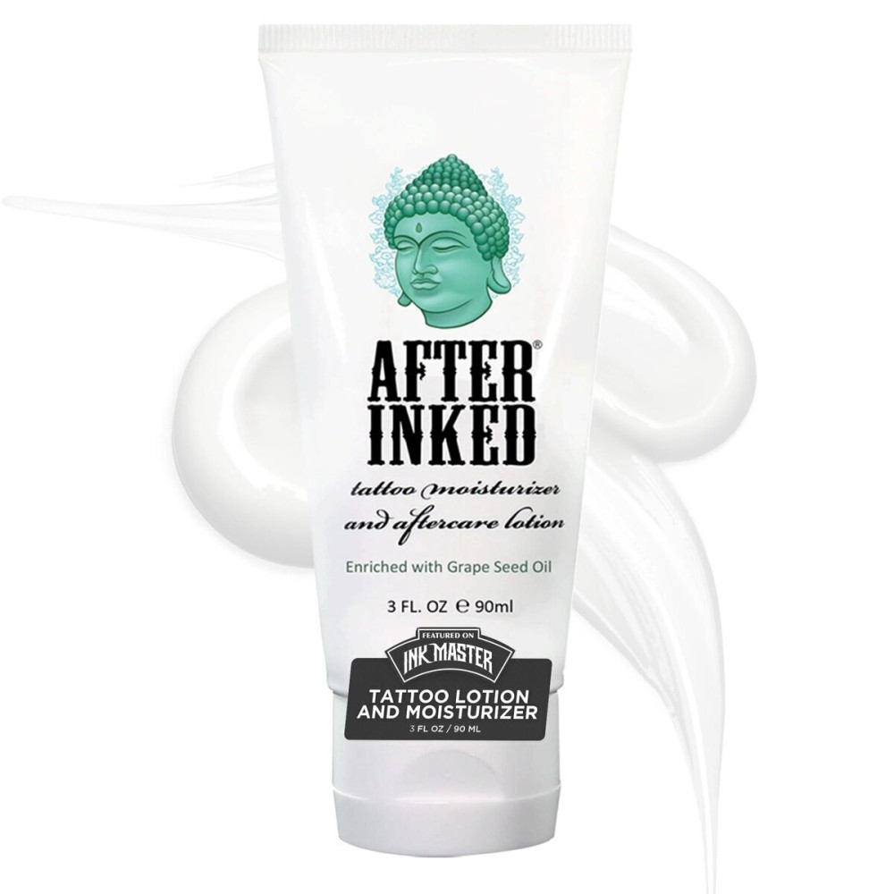 After Inked Tattoo Aftercare Lotion - Moisturizing Balm for Inked Skin, As Seen on INK MASTER - Hydrating Cream with Grape Seed Oil, Skin Nourishment & Daily Maintenance - 3 Fluid oz Tube (1-Pack) After Inked Tattoo Aftercare Lotion - Moisturizing Balm for Inked Skin, As Seen on INK MASTER - Hydrating Cream with Grape Seed Oil, Skin Nourishment & Daily Maintenance - 3 Fluid oz Tube (1-Pack)
