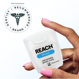 REACH Waxed Dental Floss,Unflavored, Plaque Remover for Teeth, Shred Resistant, Floss Slides Smoothly, Easy to Use, Waxed, Deep Cleaning Teeth, Oral Care, PFAS Free, for Adults & Kids, 1 Pack, 55 yd REACH Waxed Dental Floss,Unflavored, Plaque Remover for Teeth, Shred Resistant, Floss Slides Smoothly, Easy to Use, Waxed, Deep Cleaning Teeth, Oral Care, PFAS Free, for Adults & Kids, 1 Pack, 55 yd