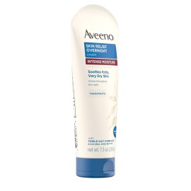 Aveeno Skin Relief Overnight Intense Moisture Cream with Triple Oat Complex & Natural Shea Butter, Therapeutic Dimethicone Skin Protectant for Dry Itchy Skin Relief, Fragrance- & Steroid-Free, 7.3 oz Aveeno Skin Relief Overnight Intense Moisture Cream with Triple Oat Complex & Natural Shea Butter, Therapeutic Dimethicone Skin Protectant for Dry Itchy Skin Relief, Fragrance- & Steroid-Free, 7.3 oz