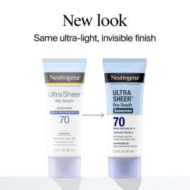 Neutrogena Ultra Sheer Dry-Touch Water Resistant and Non-Greasy Sunscreen Lotion with Broad Spectrum SPF 70, 3 Fl Oz (Pack of 1) Neutrogena Ultra Sheer Dry-Touch Water Resistant and Non-Greasy Sunscreen Lotion with Broad Spectrum SPF 70, 3 Fl Oz (Pack of 1)