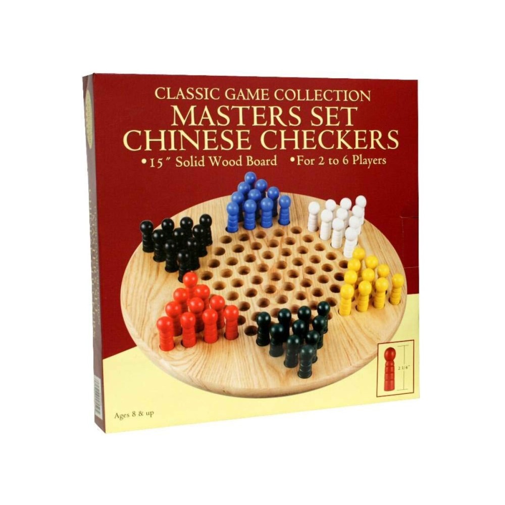 Chinese Wood Peg Checkers Board Game, 12, One Color