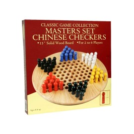 Chinese Wood Peg Checkers Board Game, 12, One Color
